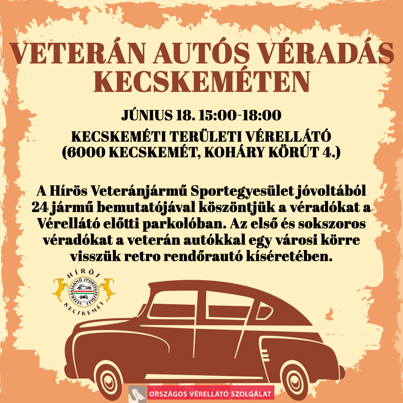 Veterán autós véradás Kecskeméten